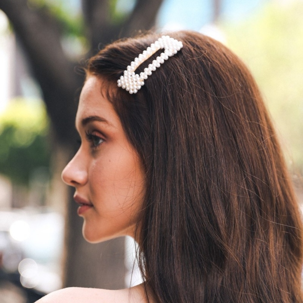 1 Pearl hair clip snap oversize trendy - Picture 3 of 6